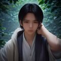 一位留短发的青年男性影评人站在放映厅走廊，手拿笔记本，表情认真专注